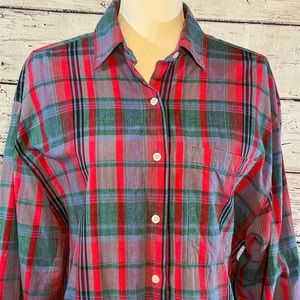VENEZIA Vintage Button Down Shirt Bright Plaid-14/16